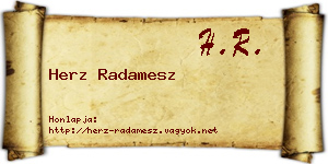 Herz Radamesz névjegykártya